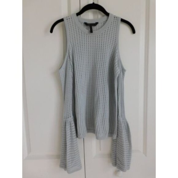 BCBGMaxazria Open Knit Bell Sleeve Cold Shoulder LUCIA Top size SMALL - Picture 4 of 7